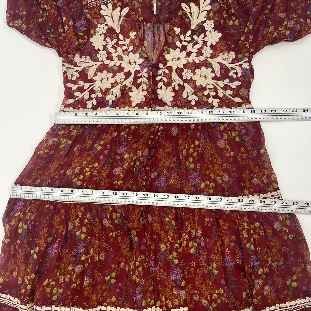 Free People Call On Me Dress Maxi Dress Sz S Embroidered Merlot Festival Boho - Picture 11 of 16